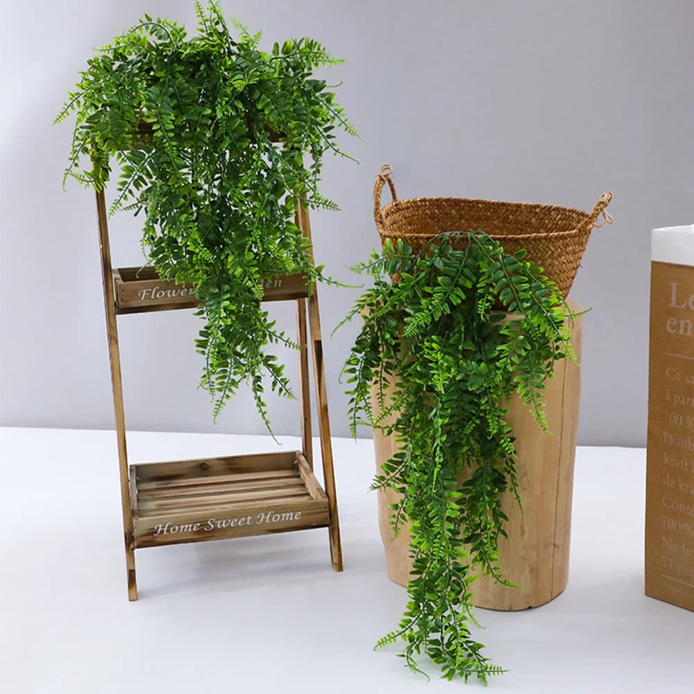 2025New Persian Fern Leaves Viti Home Room Decor Hanged Artificial Plant Plastic Sheet Grass Wedding Wall Balcony Decoration