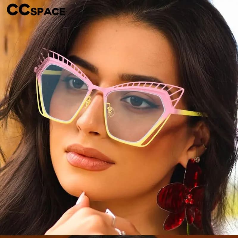 New Clear Glasses Women's Flat Lens Metal Frame Flat Lens Blue Light Glasses UV Protection 306898
