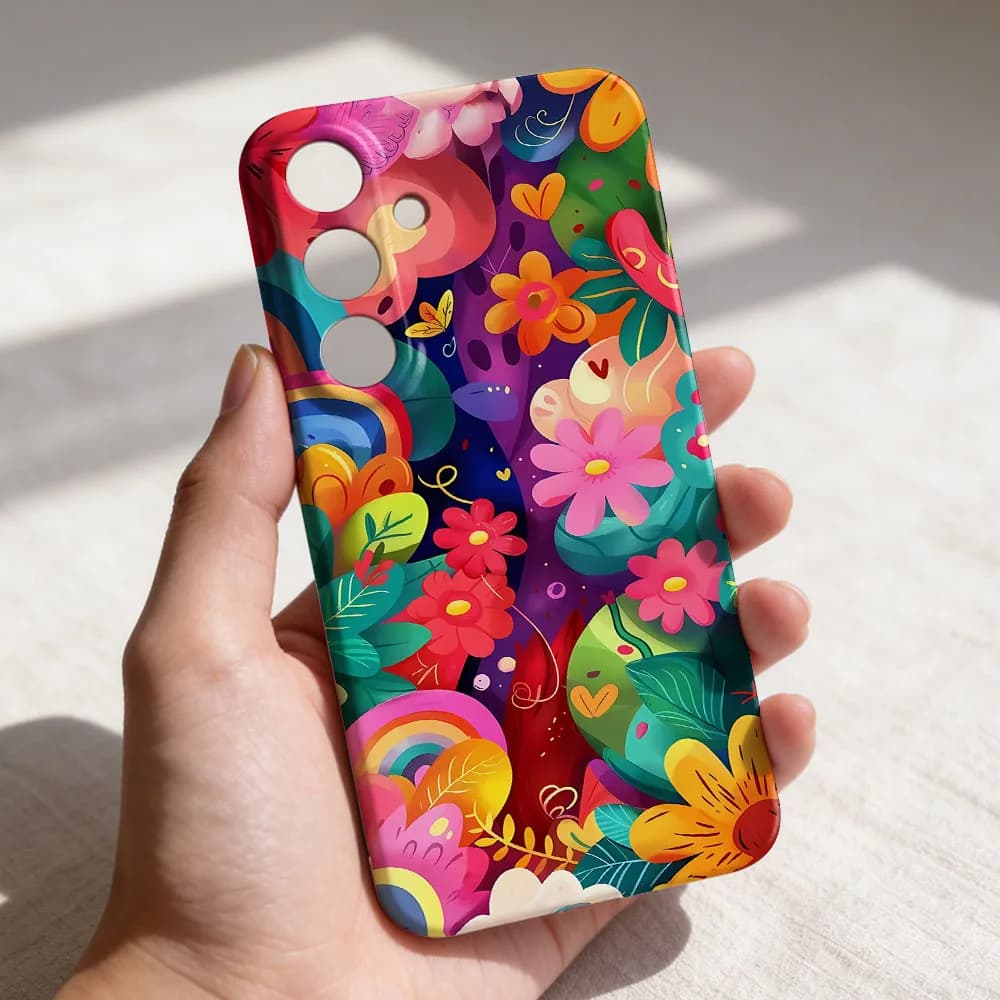 Cover for Samsung S26 S25 S24 S23 S22 Plus S21 Ultra Edge S23 S24 S25 FE with Floral Fantasia Pattern, Rigid Case in PC with Bumper