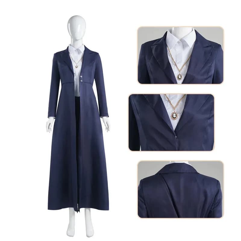 TV All Along Costume Cosplay Prop Women's Necklace Blue Trench Slinging Strega Agatha Coat Holloween Party Role Game Uniform