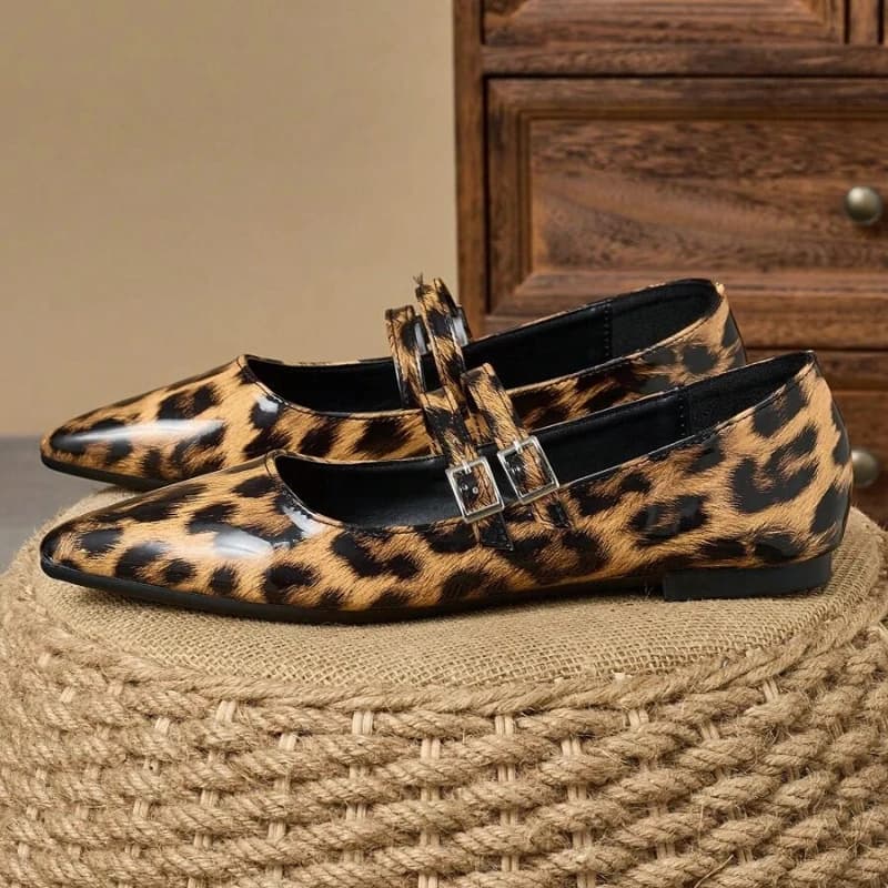 Mocassini casual con tacco basso e punta a punta da donna, modello leopardato, versatili per la festa da ballo quotidiana, mocassini primavera estate e autunno 48
