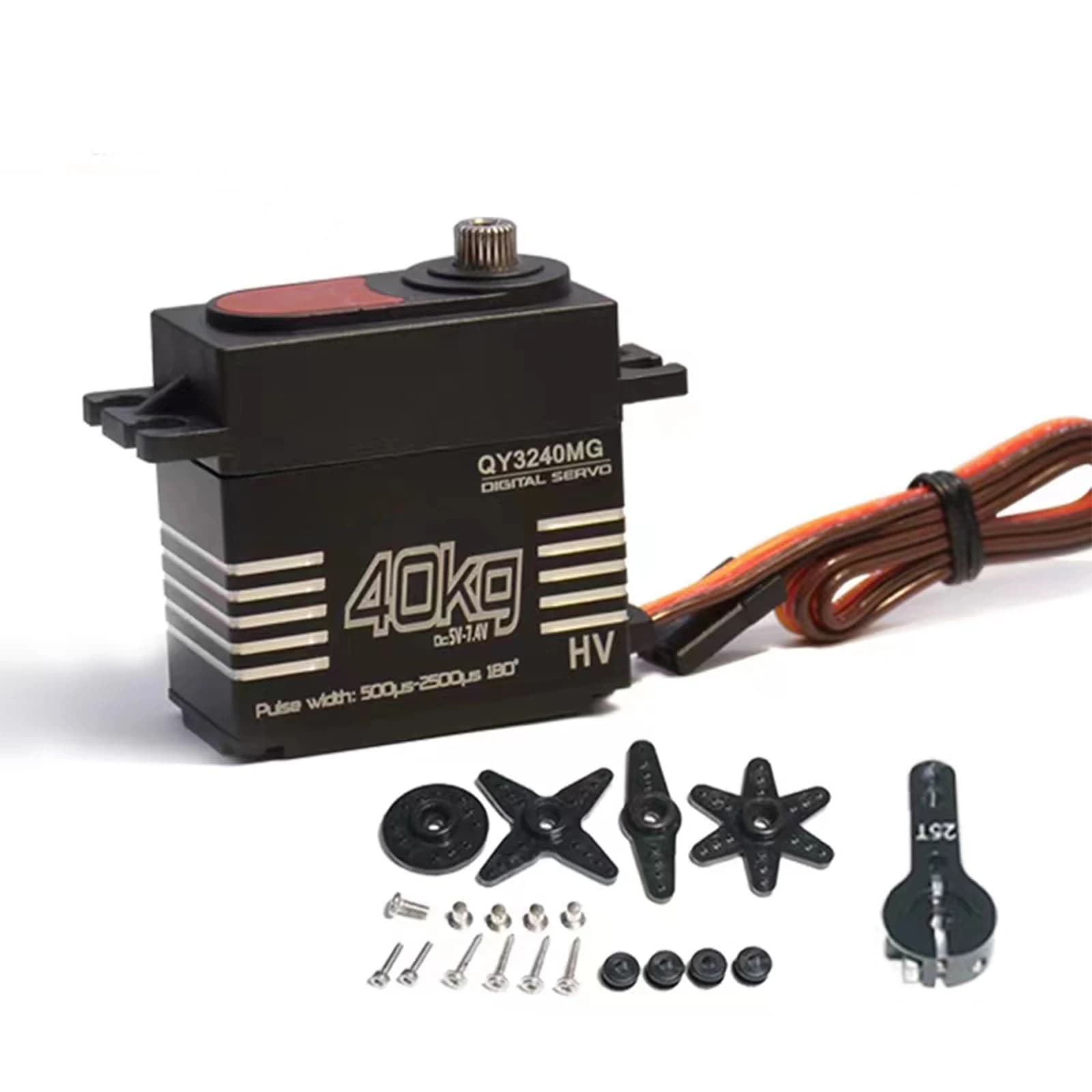Servo Digitale Impermeabile ad Alta Velocità da 40KG con Ingranaggi Metallici ad Alta Coppia e Braccio Servo da 25T, Kit Servo Digitale per Auto RC in Scala 1/8 1/10