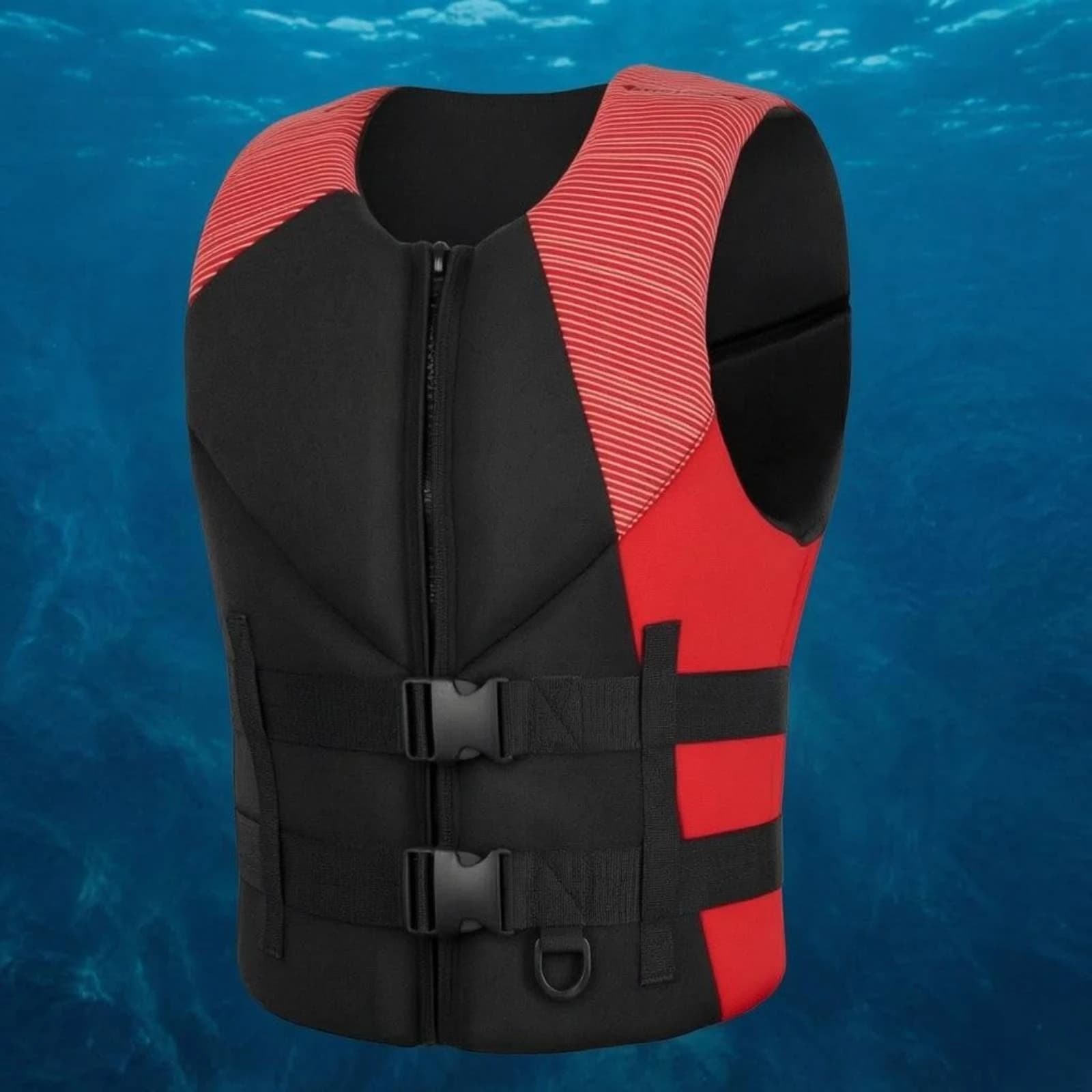 Adult Life Jacket Padded Adjustable Buckle Flotation Vest Zip Front Life Vest Reinforced Seams Water Safety Gear Comfortable