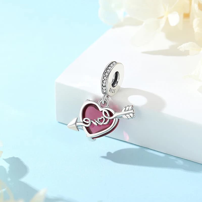 Original 925 Sterling Silver Charms Love Heart Pendant Beads Fit Bracelets Necklaces Women Jewelry Valentine's Day Gift