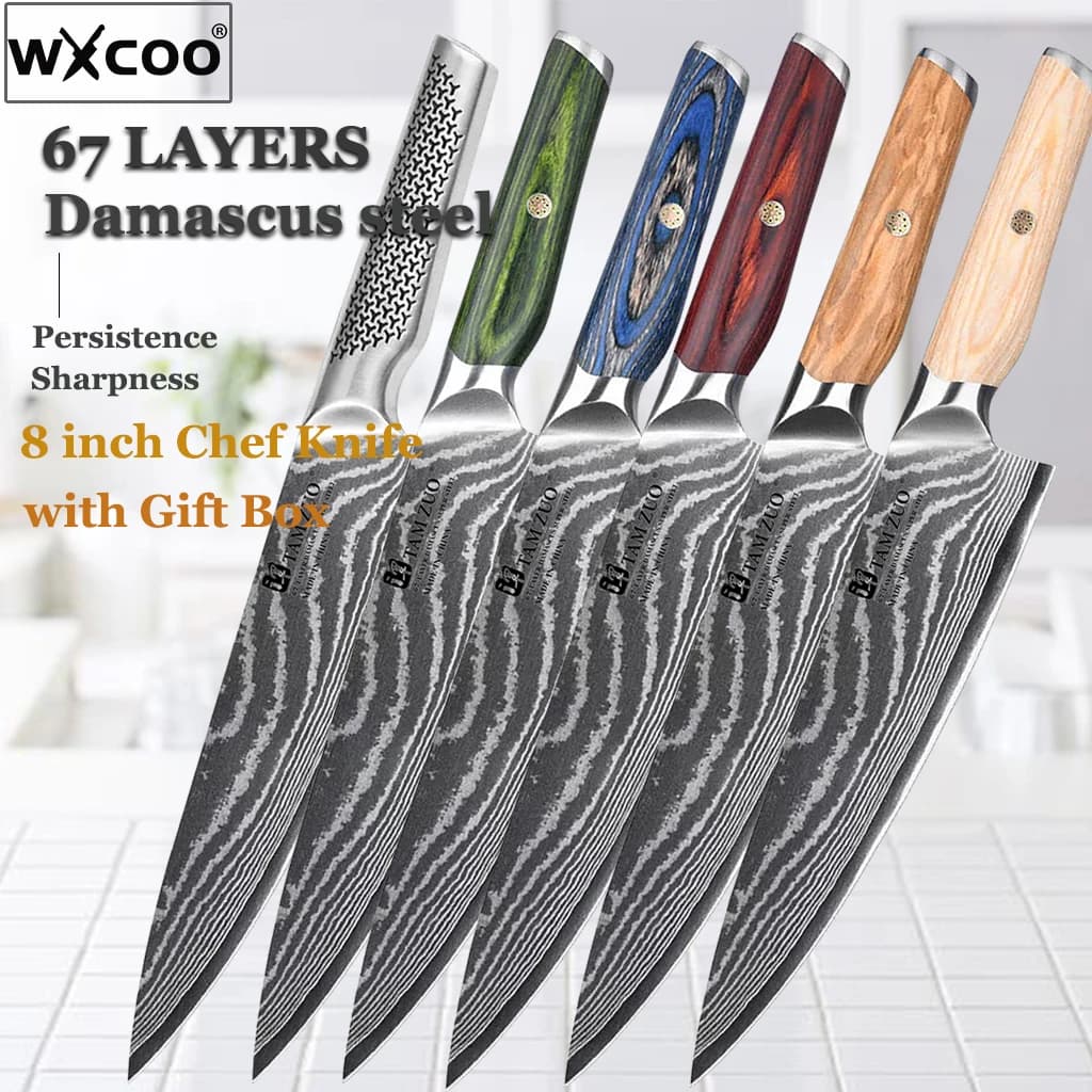 Chef's knife 67 layers Damascus steel 10Cr15CoMov Lama Wooden handle Slicing Verdure Mannaia Meat Professional kitchen knives
