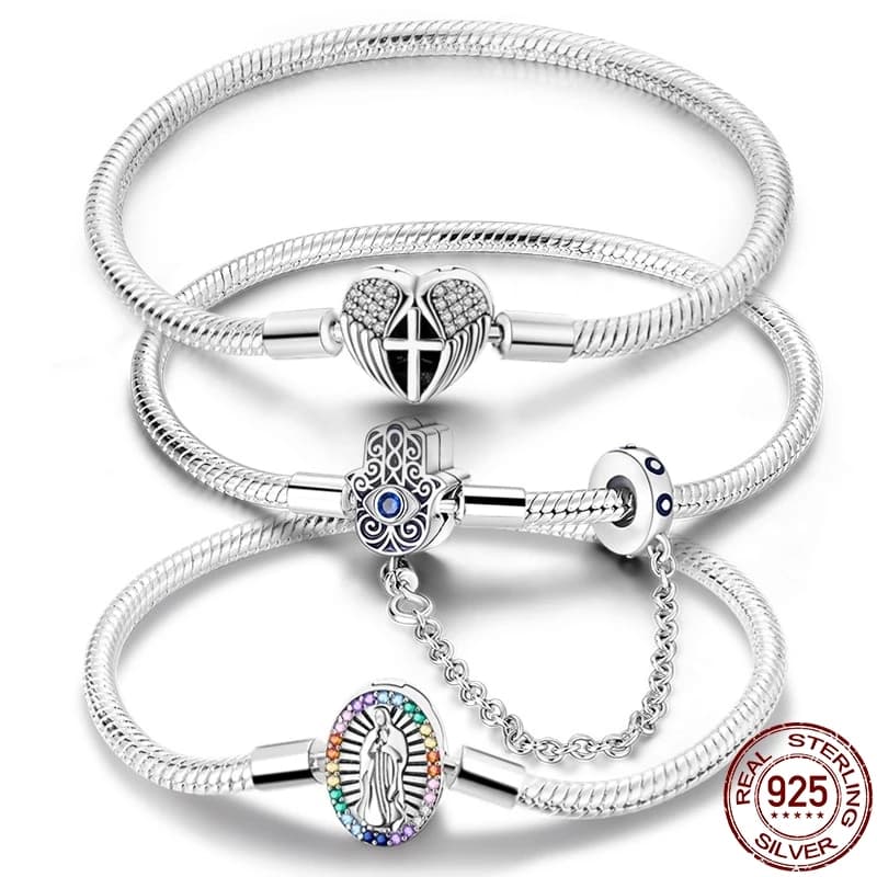 Nuovo prodotto S925 Sterling Silver Guardian Wings Cross Snake Bone Chain Fit Original DesignCharms braccialetto di gioielli fai da te per le donne
