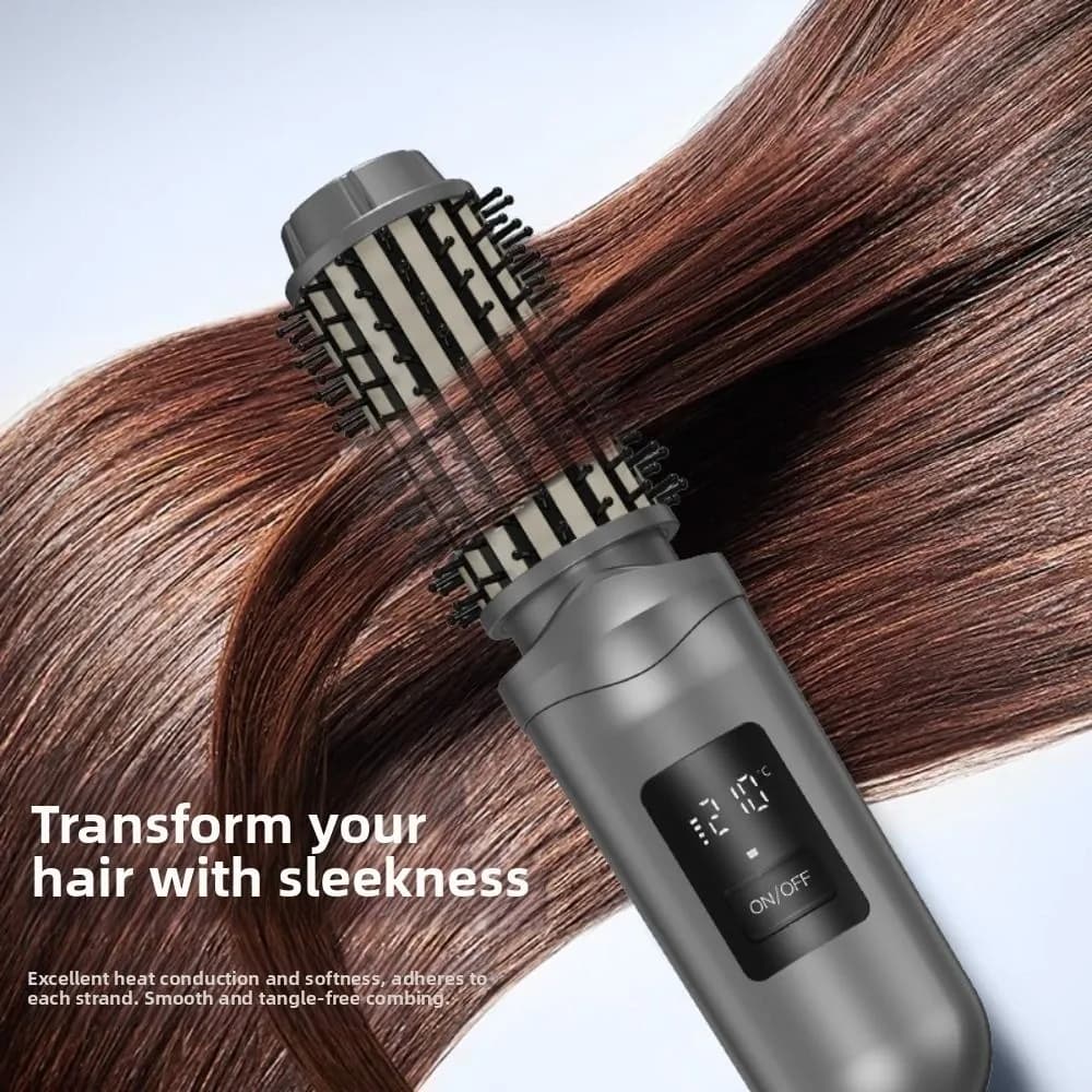 Wireless Ionian Smooth Brush, Portable, USB Rechargeable, 2 in 1 for Leasing and curling, Anti-Danno, Hair Care Heater comb