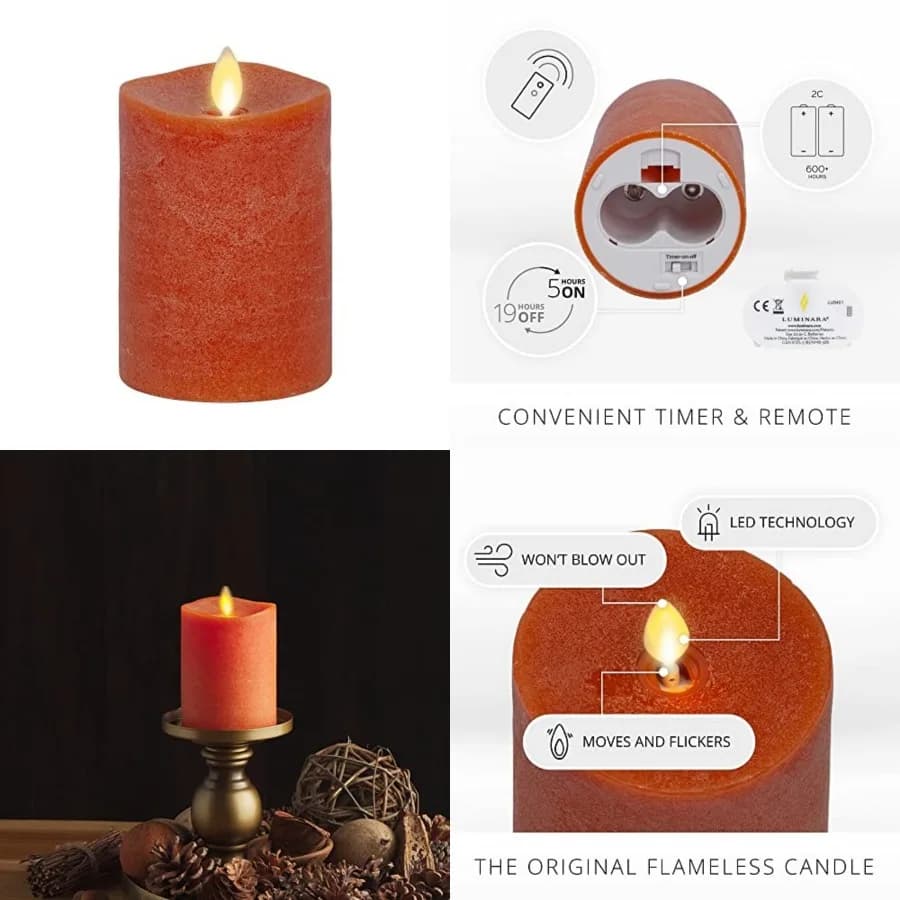 Flameless LED Battery Operated Flickering Pillar Candles - - Pack of 1- - Realistic Moving Flame Real Wa Indoor/Outdoor Decor