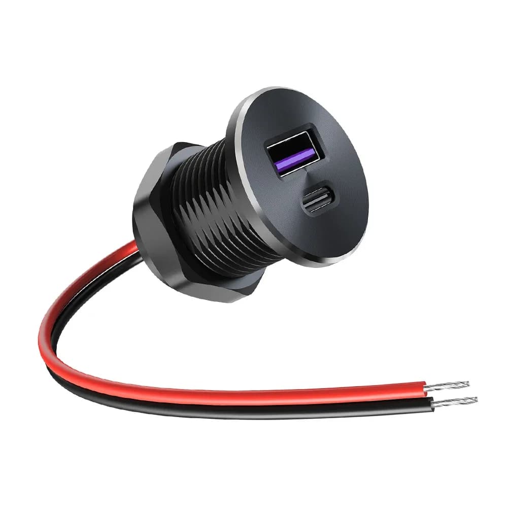 Presa di Alimentazione USB per Camper 12V 24V, Caricatore Rapido a Doppia Porta PD3.0 30W + QC3.0 18W per Auto, Roulotte, Barca, Interni di Veicoli