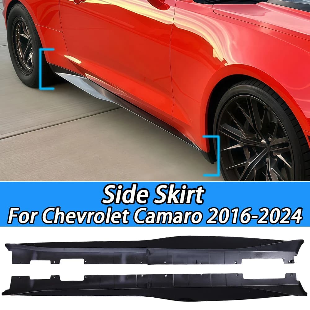 ZL1 Style Side Miniskirts For Chevrolet Camaro LT LS RS SS 2016-2024 Black Carbon Polished Kit Carrozzeria Spoiler Diffuser Splitter