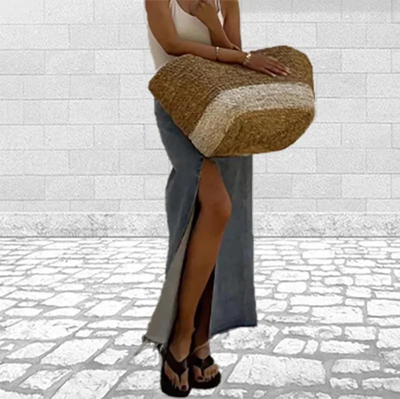Irregularly Waisted Women's Denim Half Body Skirt. A New Intellectual Style Elegant Split Half-length Dress for Spring Summer