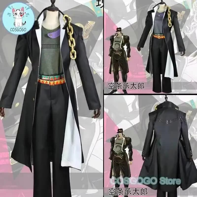 Costume Cosplay COSGOGO di Kujo Jotaro da Le Bizzarre Avventure di Jojo, Abbigliamento per Halloween per Uomo e Donna con Cappello