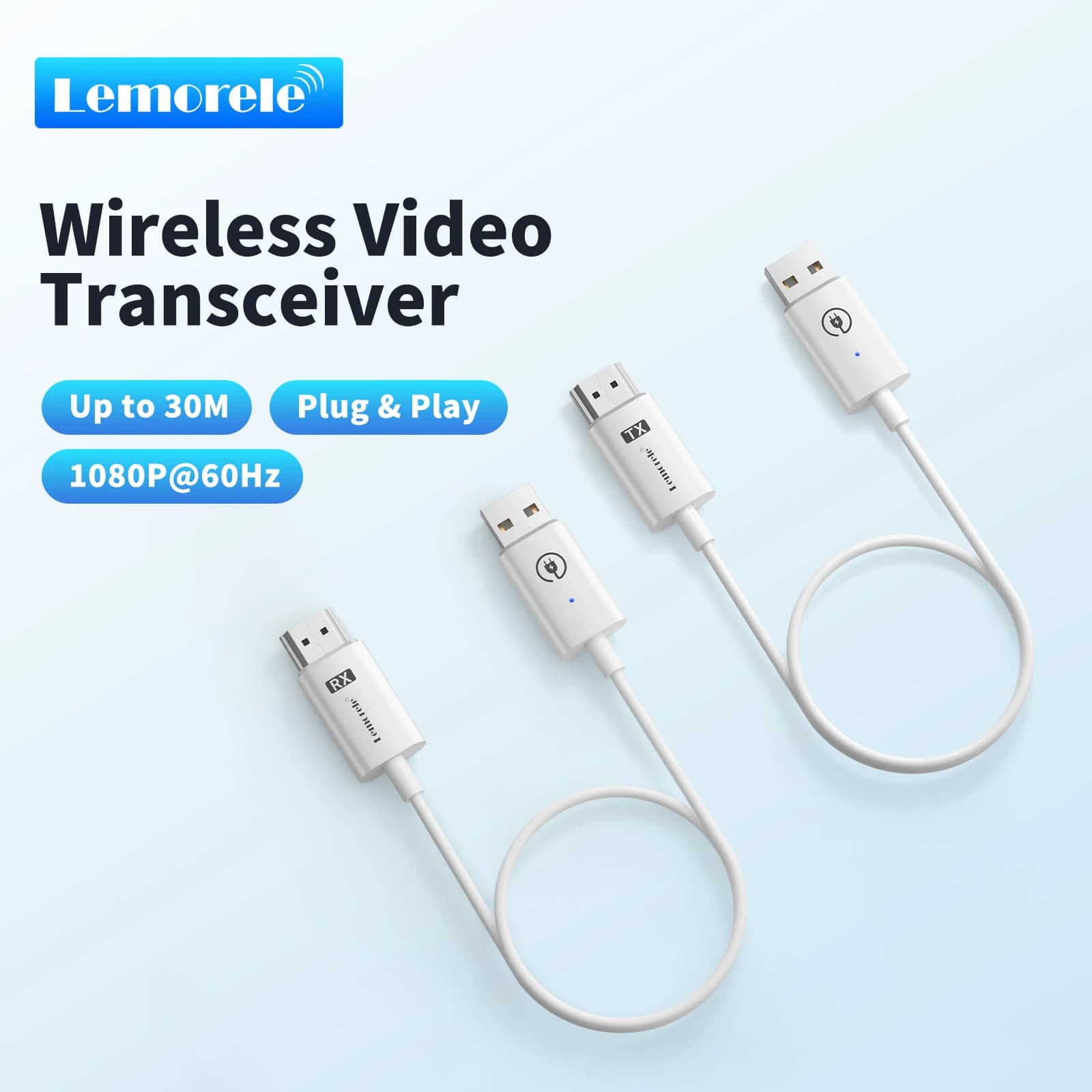 Lemorele HDMI Trasmettitore Wireless Ricevitore Extender Kit 164FT/50M Display Wireless Dongle per TV Camera Streaming Proiettore