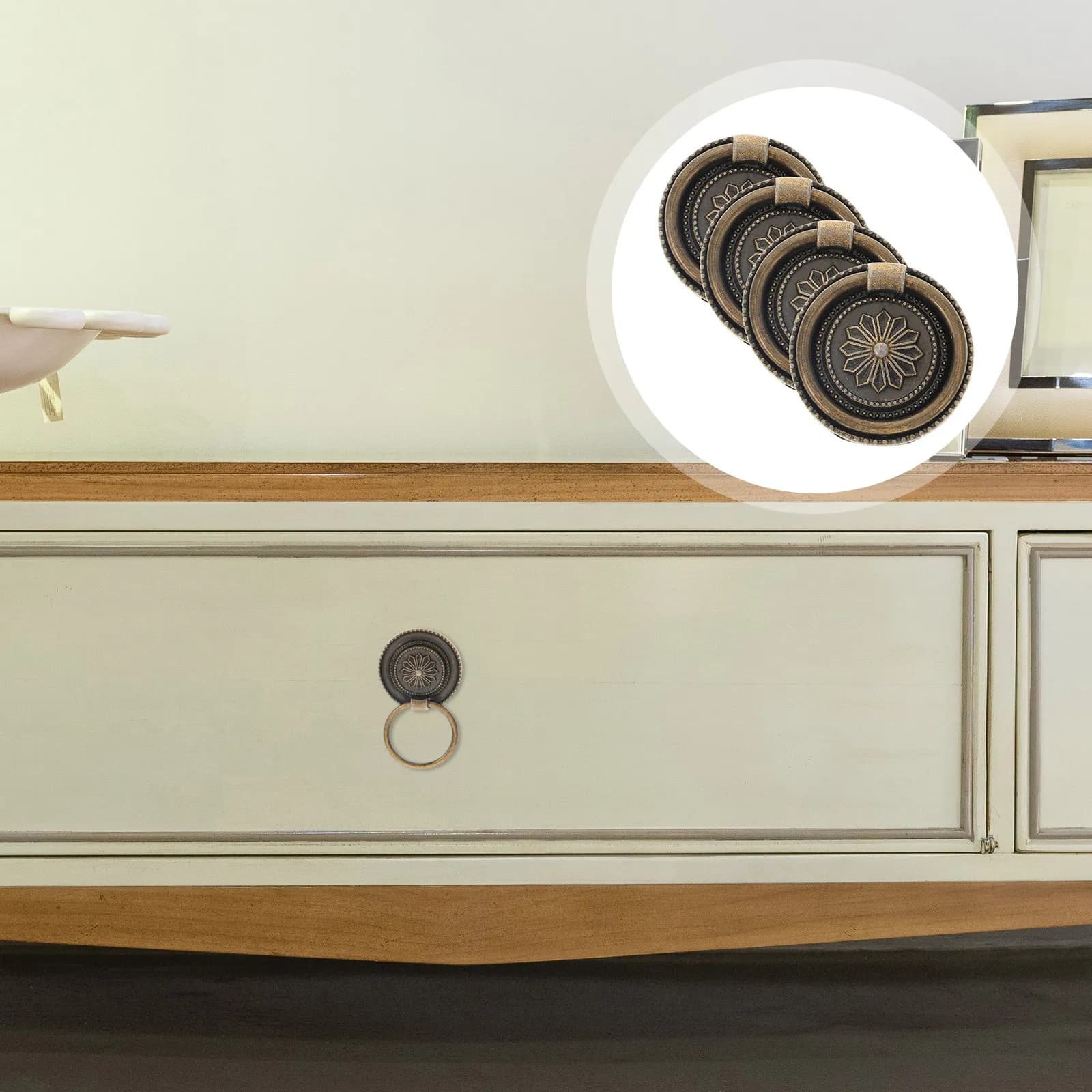 4 Pezzi Maniglie per Mobili in Stile Vintage, Pomelli in Lega di Zinco per Cassetti, Maniglie di Ricambio per Porte e Armadi da Camera da Letto