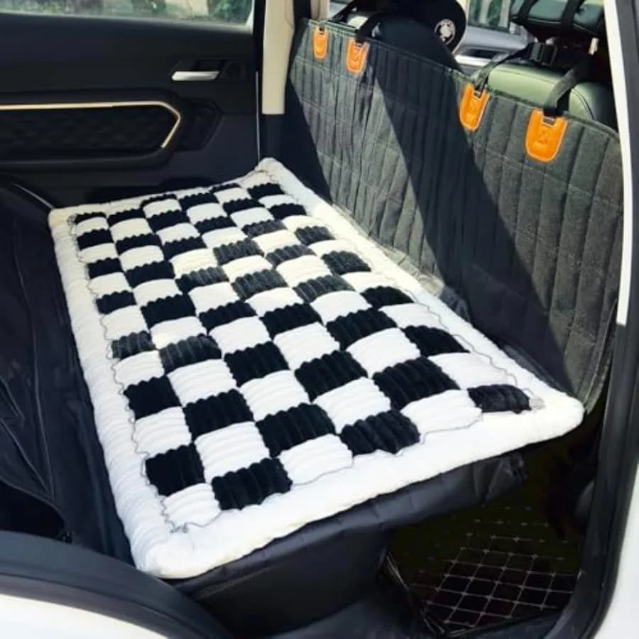 Tappetino per animali domestici per sedile posteriore, cuccia per cani a quadri per auto, coprisedile deluxe antiscivolo per cani, tappetino da viaggio per animali domestici, adatto per sedile posteriore esterno