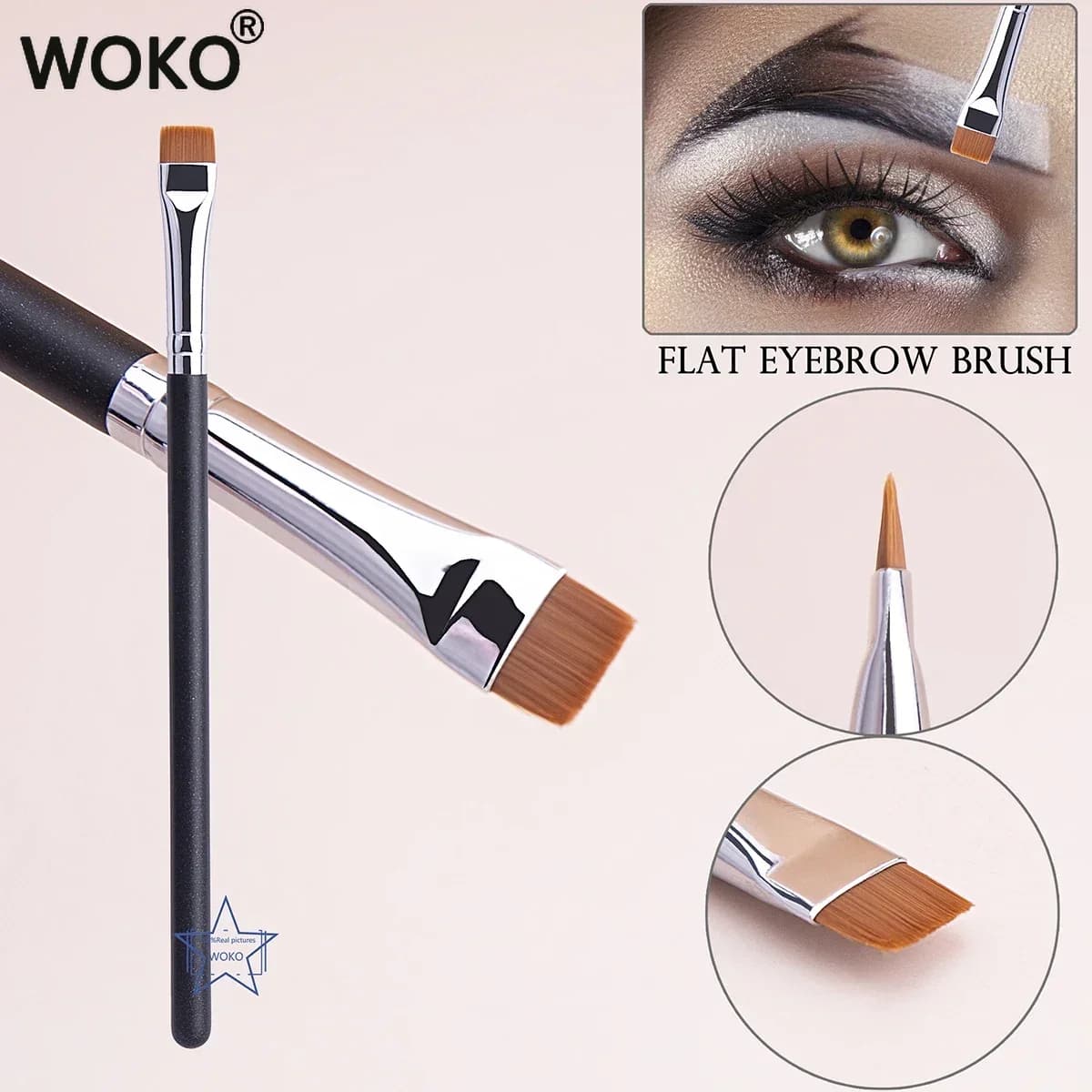212 Pennello per sopracciglia piatto Pennelli per trucco per sopracciglia ultrasottili Pennello per eyeliner piatto Pennello per occhi sottile Strumento per pennello di bellezza per contorno sopracciglia