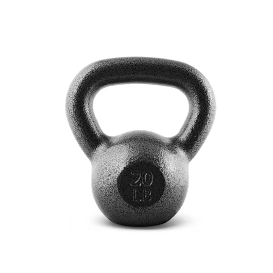 Kettlebell in ghisa per allenamento domestico, rivestimento nero, finitura resistente verniciata a polvere, disponibile singolarmente o in set con diverse dimensioni.