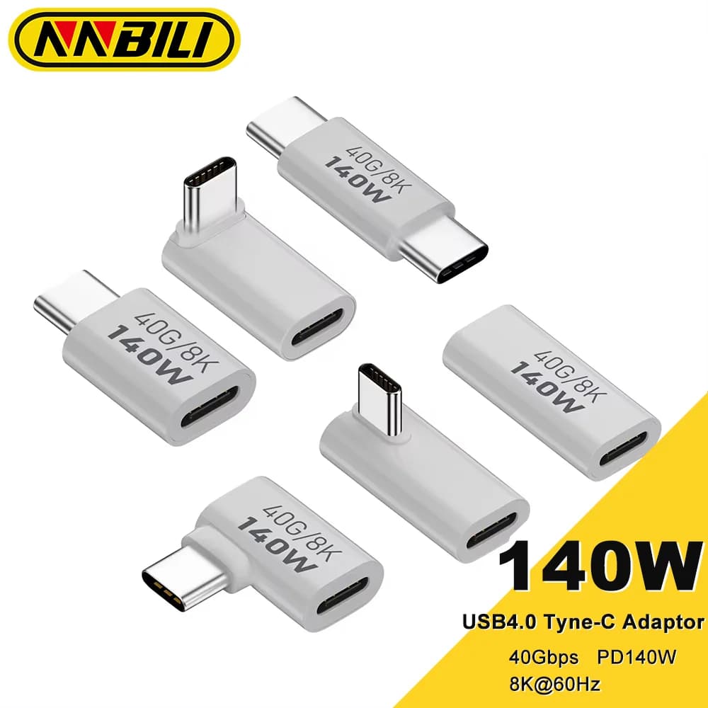 NNBILI PD140W Adattatore USB C femmina-maschio PD 3.1 Thunderbolt 3 40Gbps Trasferimento dati 8K a 60Hz Connettore di estensione per MacBook