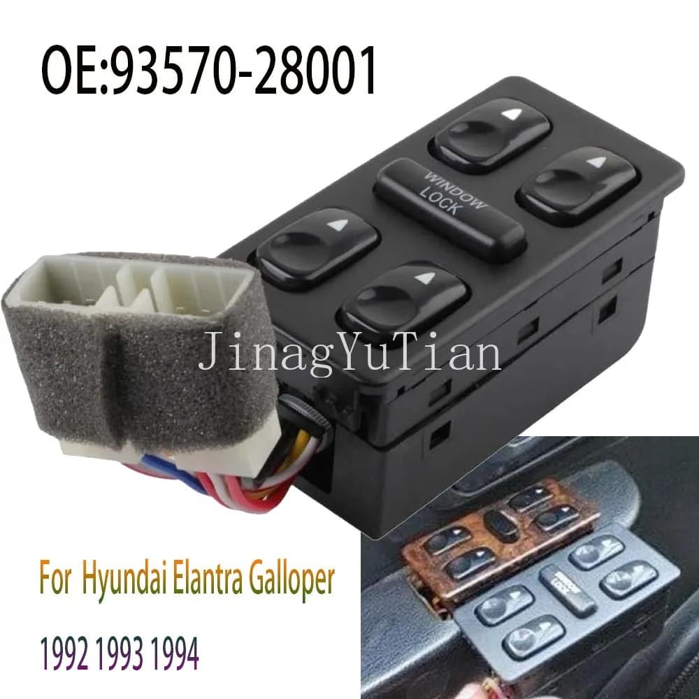 Pulsante di controllo dell'interruttore alzacristallo elettrico lato conducente anteriore sinistro per accessori auto Hyundai Elantra Galloper 1992 1993 1994