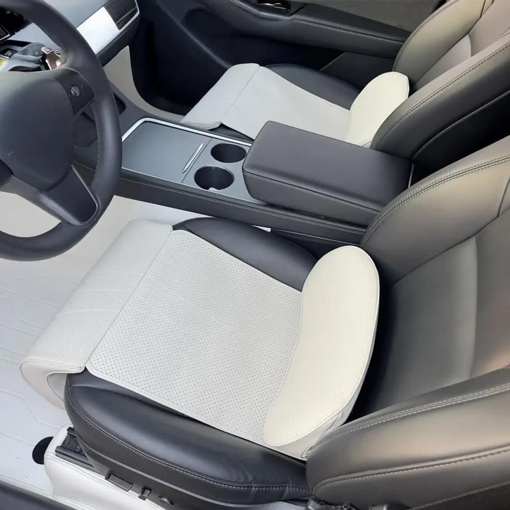 Cuscino per Sedile Auto Originale in Ecopelle con Supporto Lombare, Coprisedile Universale Estivo per SUV, Camion e Furgoni