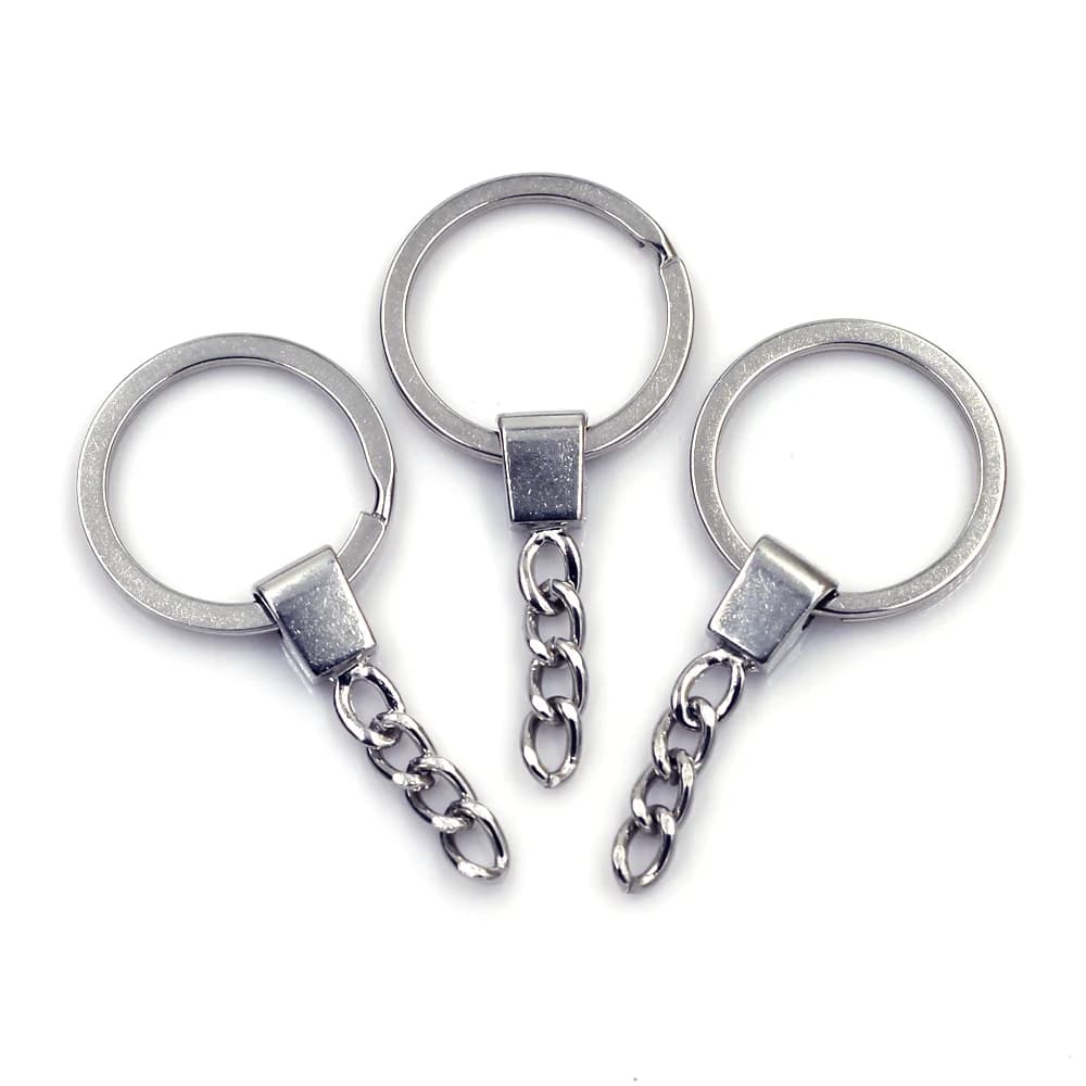 150 Pezzi Portachiavi Rotondi in Lega Argentata, Anelli Portachiavi, Accessori per Gioielli Fai-da-Te, Vendita all'Ingrosso 6,4x3cm