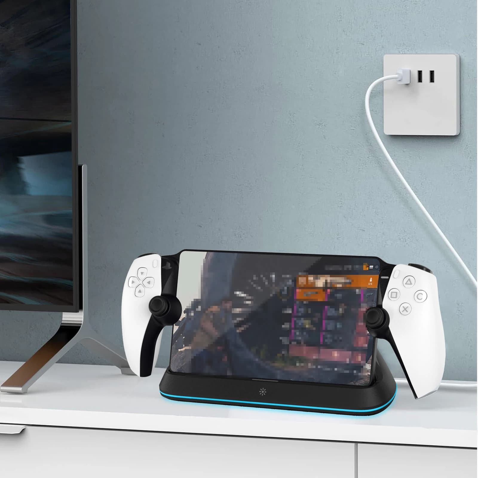 NUOVA stazione di ricarica per Playstation Portal e controller PS5 con luce LED e cavo di ricarica HC-P3710