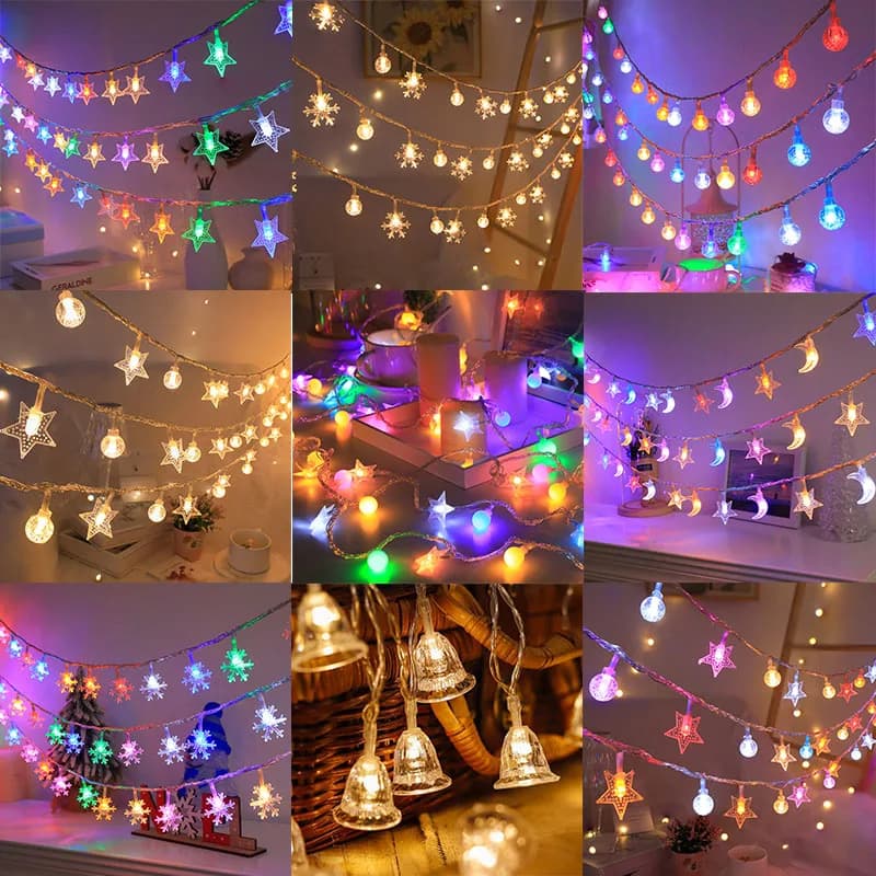 1PC luce natalizia fiocco di neve LED stringa di luce lampeggiante fata tenda luce impermeabile per festa di nozze decorazione natalizia