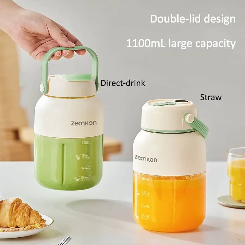 Frullatore elettrico portatile da 1100 ml, mixer per frutta USB con 26 lame, macchina per frullati di frutta da 80W, frullatore per ghiaccio per uso domestico