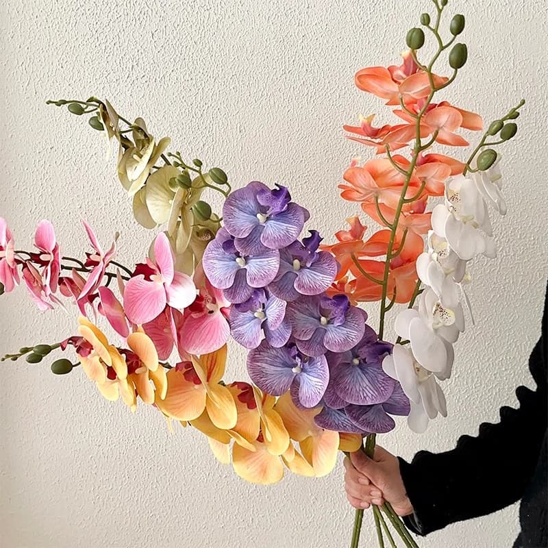 9 head latex butterfly orchids artificial flowers feeling of hand fake flowers RoomTable decoration wedding arrangement