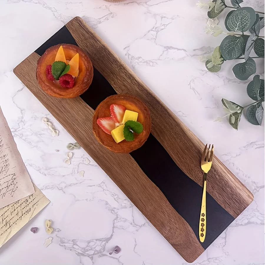 River Resin Acacia Wood Cut Vegetable Board, Cheese Cooked Food Board, Meat, Bread, Vegetable and Fruit Cooked Food Board, Kitch