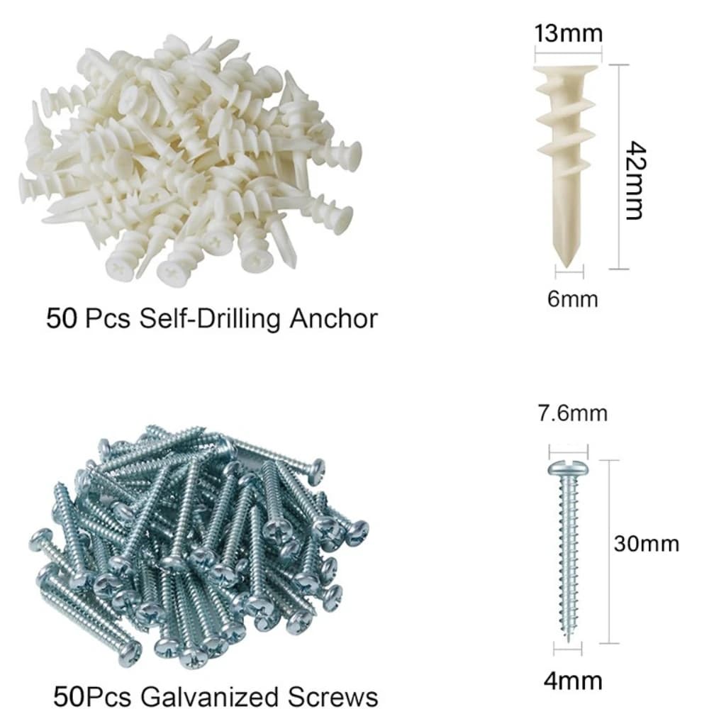Assorted Kit of Auto-Perforating Tassells for Folders, Frames, Curtain Sticks, Artworks - Metal Robust Tassells for Cartongesso