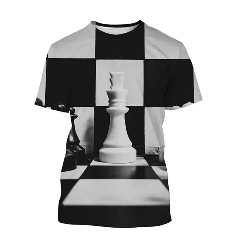 T-shirt degli scacchi Stampa 3D Design Moda O-Collo Manica corta Stili multipli Tee Shirts Traspirante Morbido 2024 Estate y2k Top