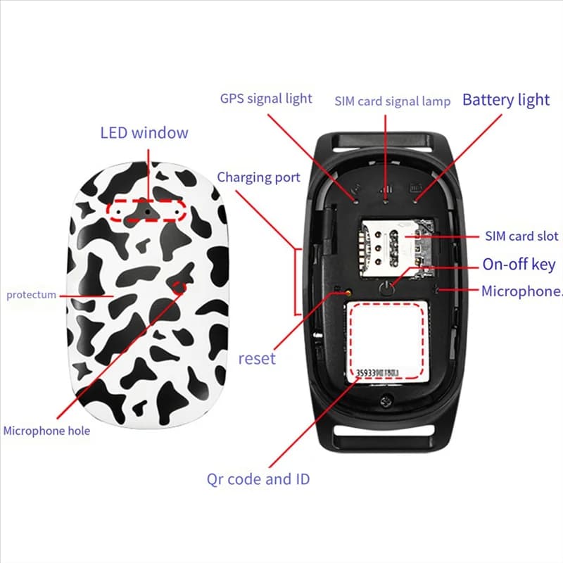 ABIYY-4G Localizzatore collare per cani Localizzatore GPS per cani da compagnia Localizzatore GPS con mappa Google Monitoraggio in tempo reale per animali domestici Localizzatore GPS
