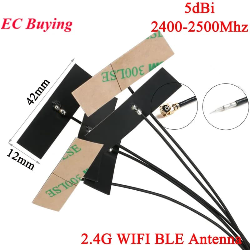 10 Pz/1 pz 5dBi 2.4 Ghz WIFI BLE Antenna FPC integrata Wi-Fi Router Interfaccia Dual Band Omnidirezionale U.FL connettore