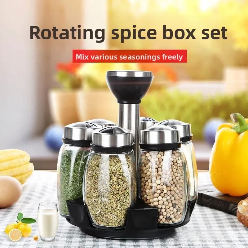 Set di Bottiglie Rotanti in Vetro per Spezie Stile Europeo, Kit di Contenitori per Condimenti e Spezie, Aiuto da Cucina