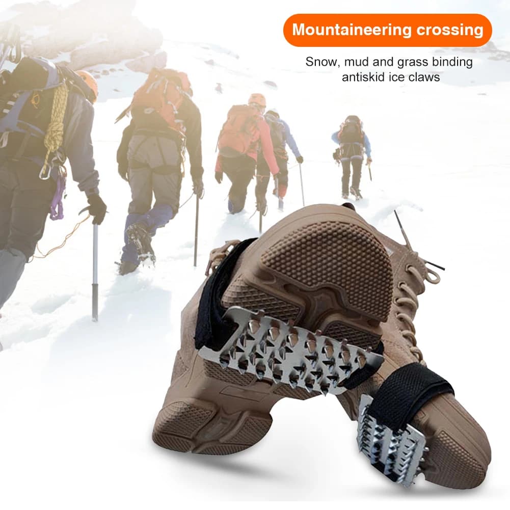 26 punte in acciaio inossidabile impugnature da neve per ghiaccio per scarpe e stivali scarpe da ghiaccio da trazione pinze impugnature da neve per escursionismo arrampicata