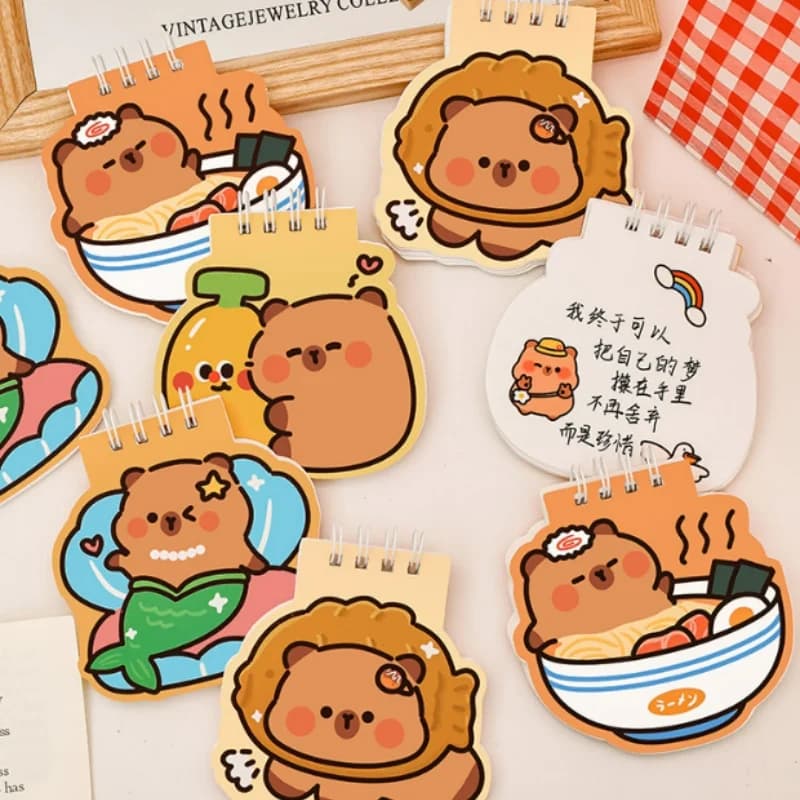 12pcs/lot Kawaii Capybara Coil Notebook Cute Portable Note Book Diary Planner Stationery School Supplies