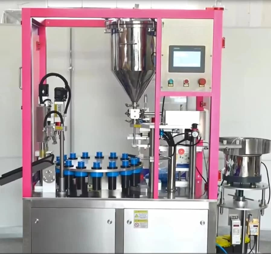 Semi-automatic lip gloss filling machine, mascara enamel filling machine, cosmetics, with cover equipment