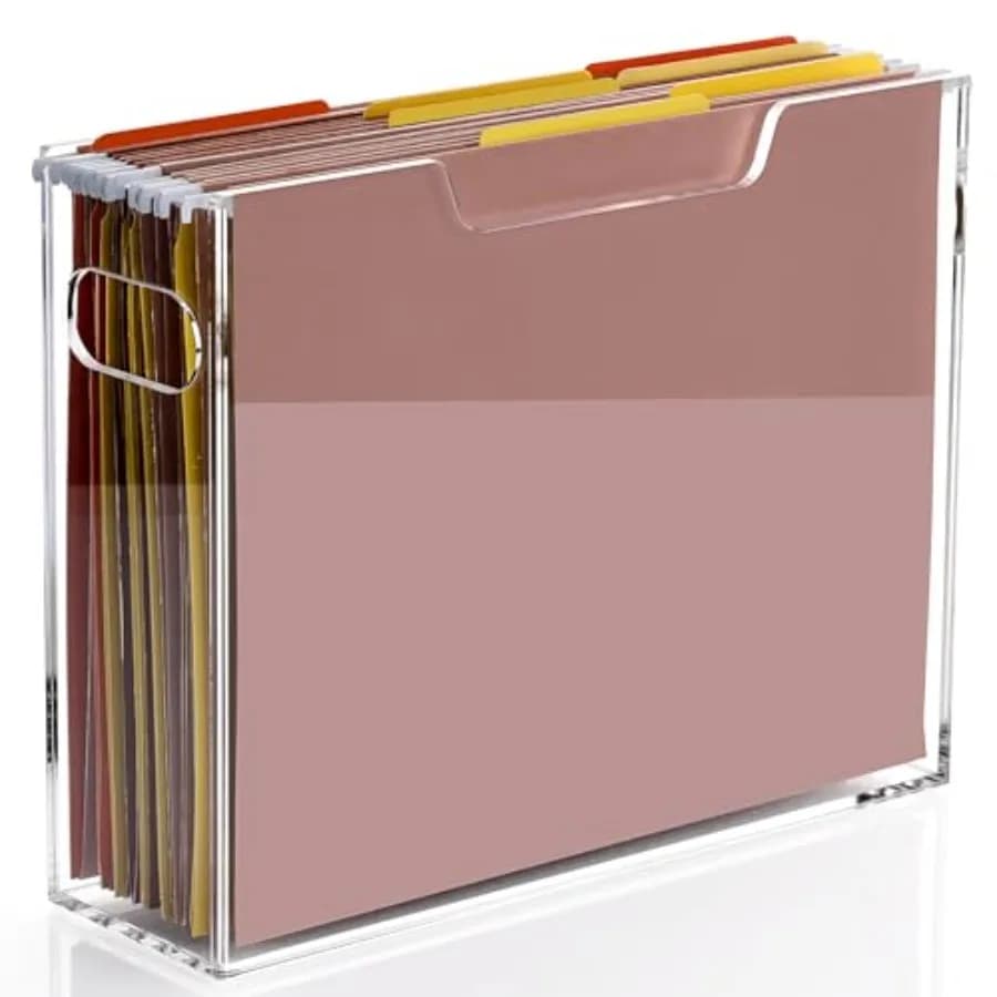 Organizzatore per Documenti in Acrilico, Formato Letter, Contenitore Appendibile Trasparente con Maniglia, Scatola Portadocumenti Portatile