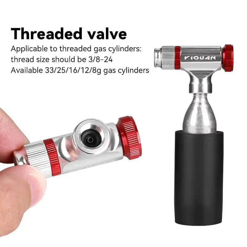 Pompa Gonfiagomme CO2 per Bicicletta ESLNF, Testa Gonfiatore CO2 in Lega di Alluminio, Strumento Mini Pompa CO2 per Bici, Accessori Bici