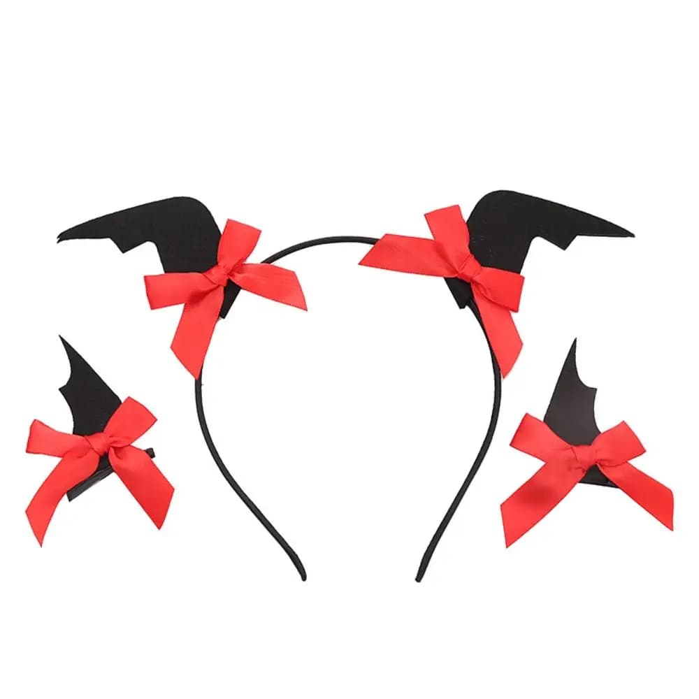 Wash up/Makeup Bat Wings Shape Bat Headband Gothic Costume Hair Clip Hoop Set Head Decor Hair Hoops Haunted House Party