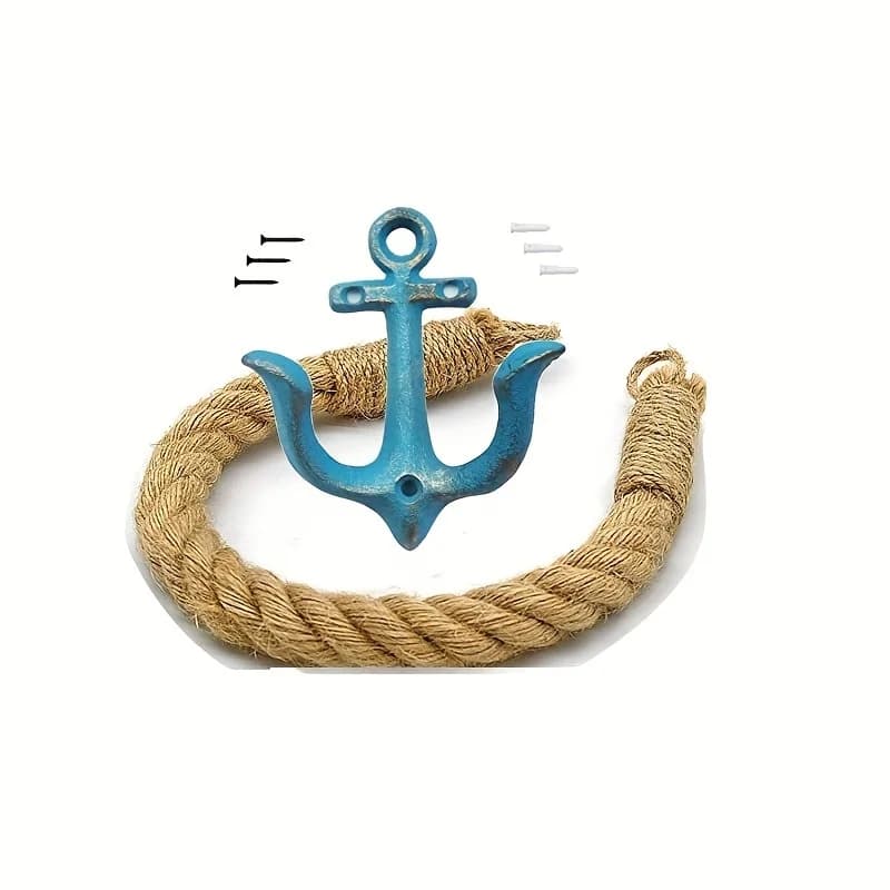 1Set porta carta igienica in corda stile oceano porta asciugamani da bagno antico cinturino appendiabiti da parete ganci di ancoraggio in metallo