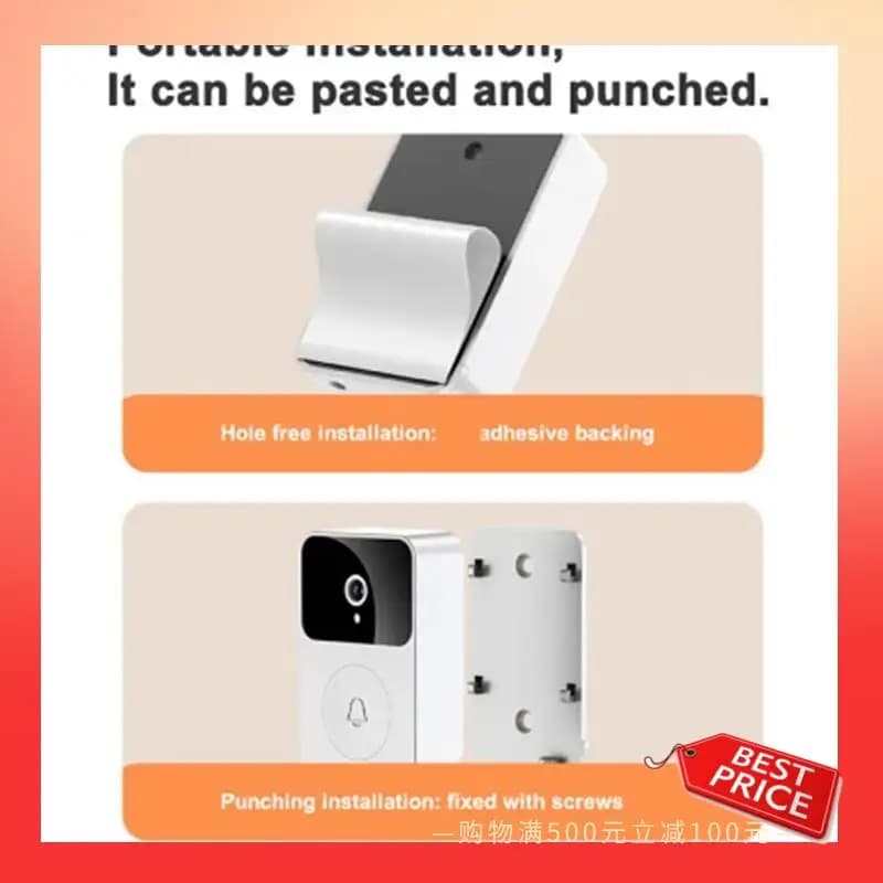 ABNR Smart Wireless Wifi Video Campanello Impermeabile 1080P HD Video Campanello con telecamera HD Telecamera per visione notturna a infrarossi Facile da U