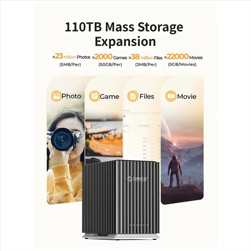 ORICO HDD Docking Station Armadietto per dischi rigidi per archiviazione personale a 5 alloggiamenti Scomparto per dischi rigidi multi-bagni esterni