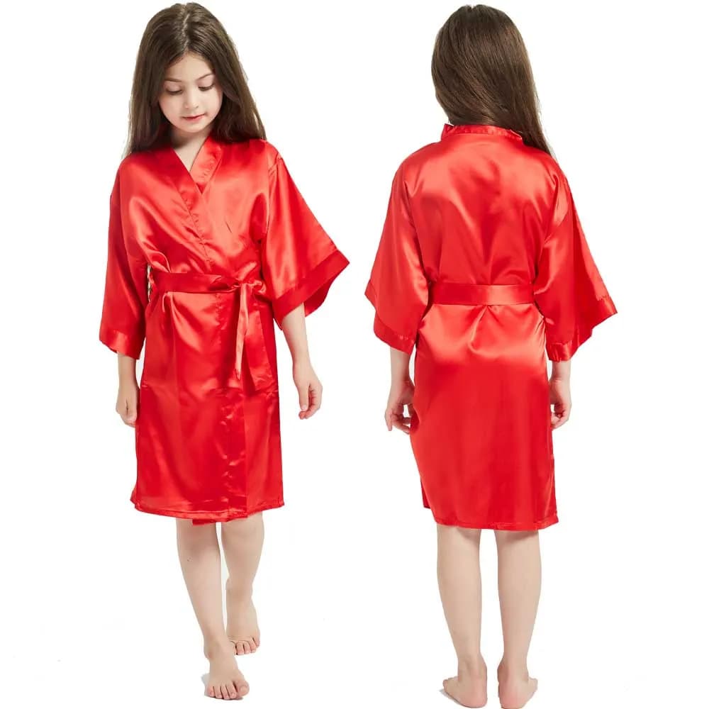 Ragazze Red Satin Robes accappatoi per bambini per ragazze pigiama Enfant Filles abito per bambini Baby Kimono bambini Sleepwear abiti da damigella d'onore