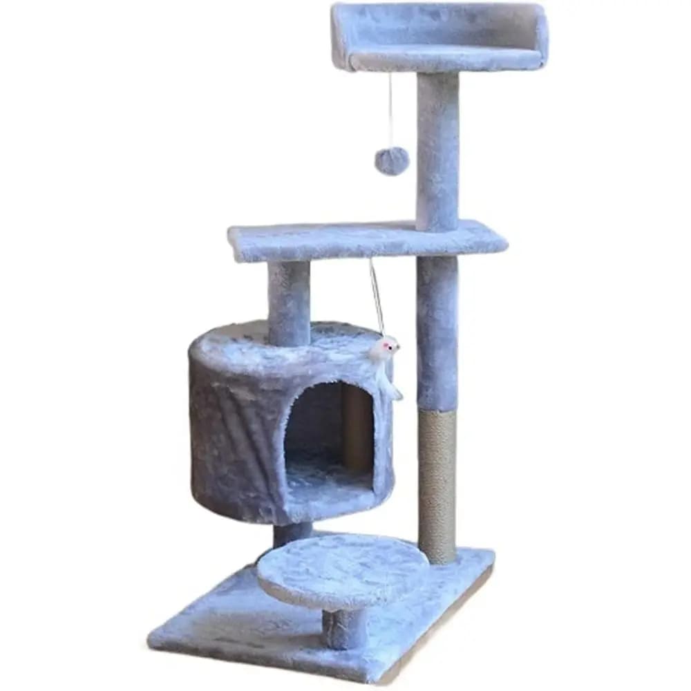 Climbing table in Corda di Sisal with Salt Platform for Cats in Light Grey