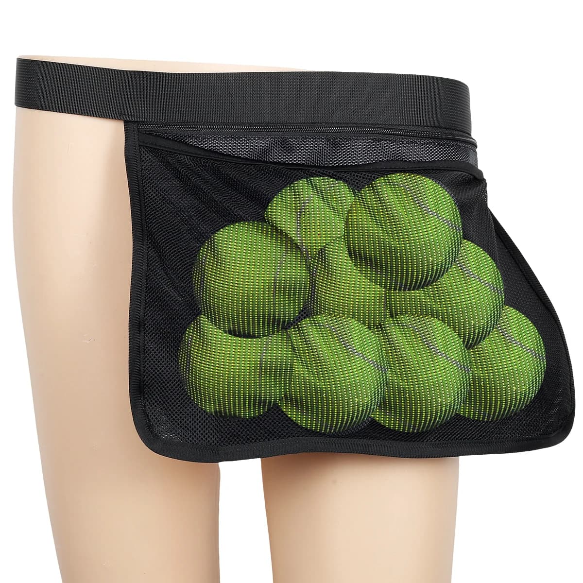 Tennis Ball Holder Adjustable Tennis Ball Waist Bag Sweatproof Oxford Cloth Mesh Ball Pouch Pickleball Training Holding Bag
