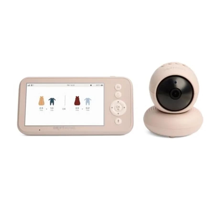 Baby monitor for home use, fabric sleepwear guide, soft gray, WiFi-free smart sleep tracking with HD night vision camera and mu