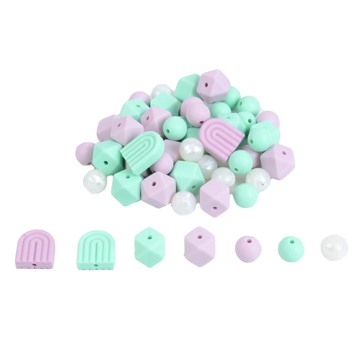 Silicone Arcobaleno Massaggiagengive Perla 12mm Perline Rotonde Allattamento Dentizione 14mm Perline Esagonali Collana Manichino per Bambini Bracciale Perline Accessorio