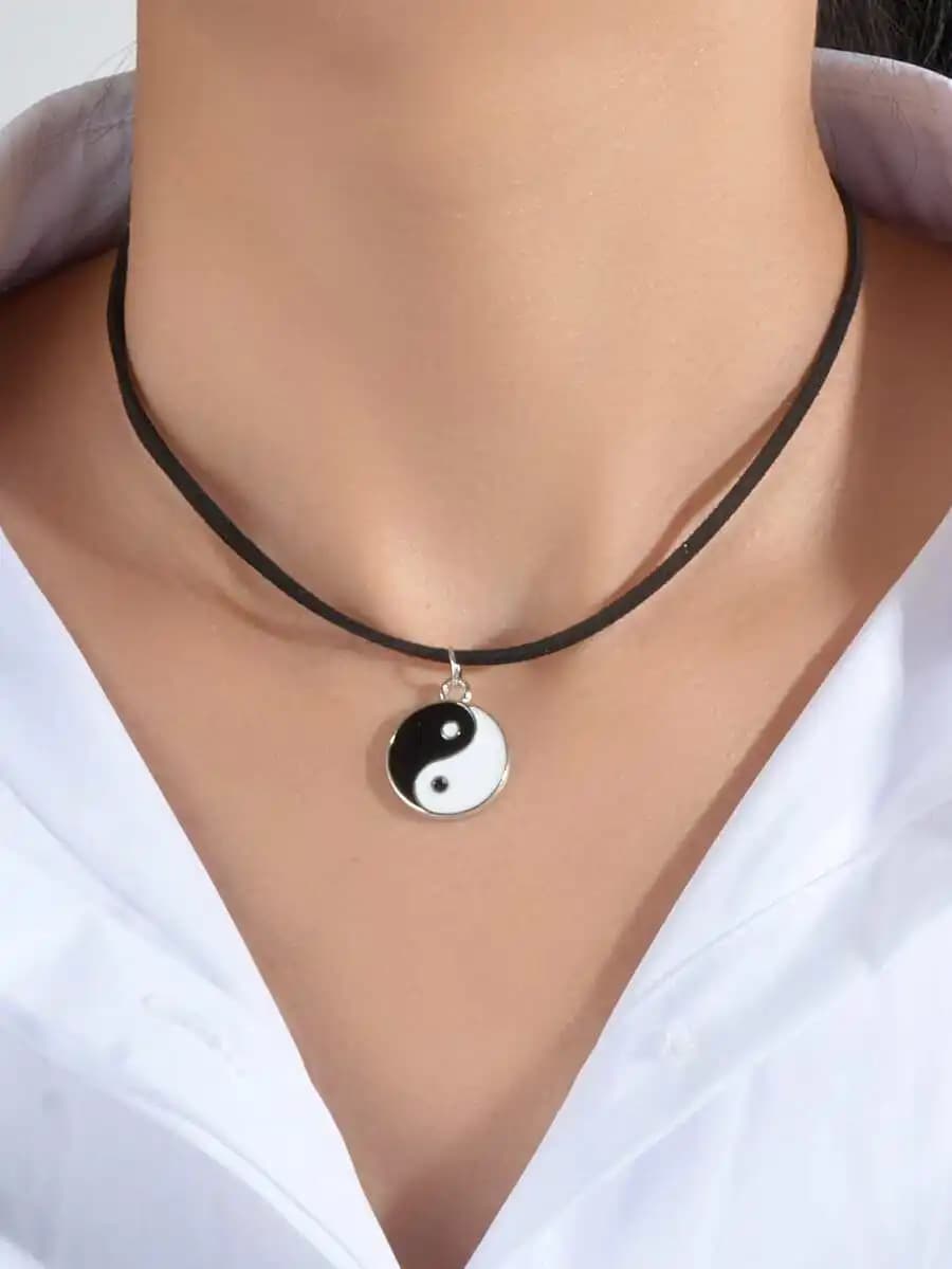Yin Yang Symbol Pendant Necklace with Balanced Dual Energy Design